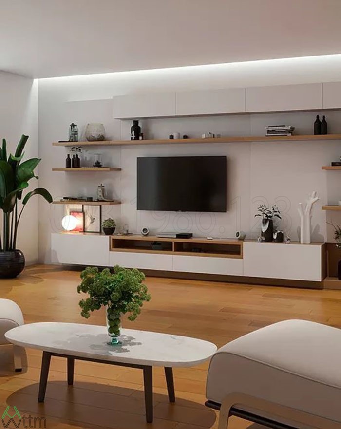 Không gian mẫu tủ kệ tivi cho căn hộ chung cư