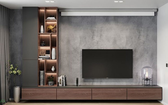 Mẫu kệ làm bằng gỗ công nghệ với tone màu trầm