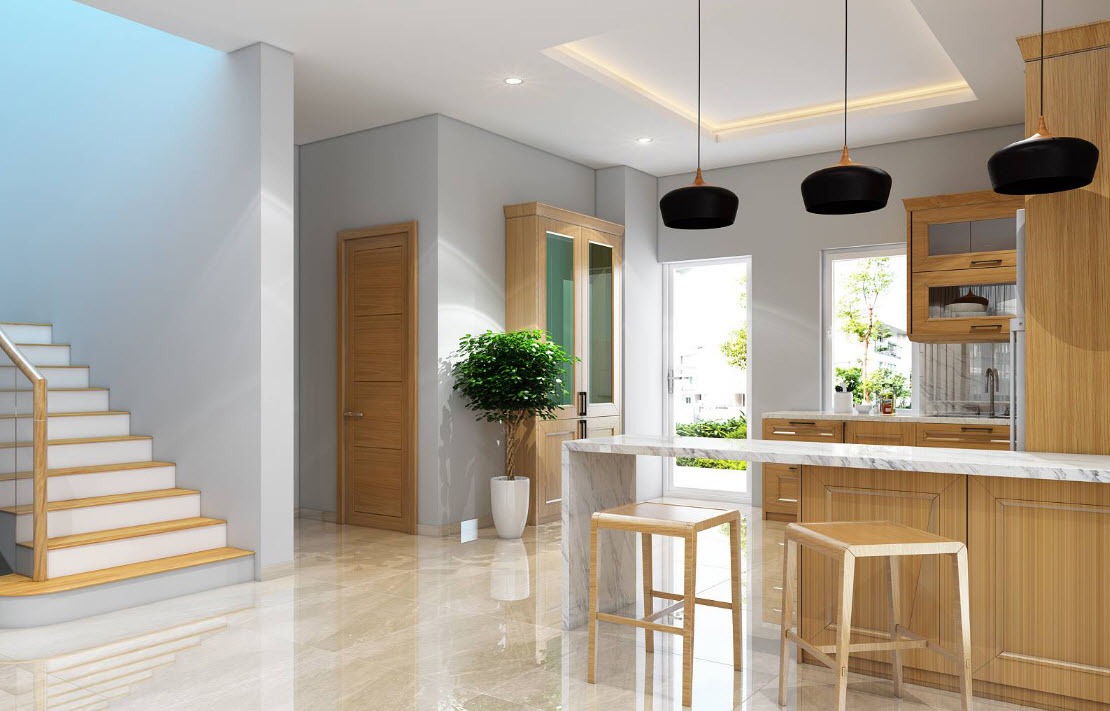 Mẫu nội thất phòng bếp tại biệt tự Sầm Sơn