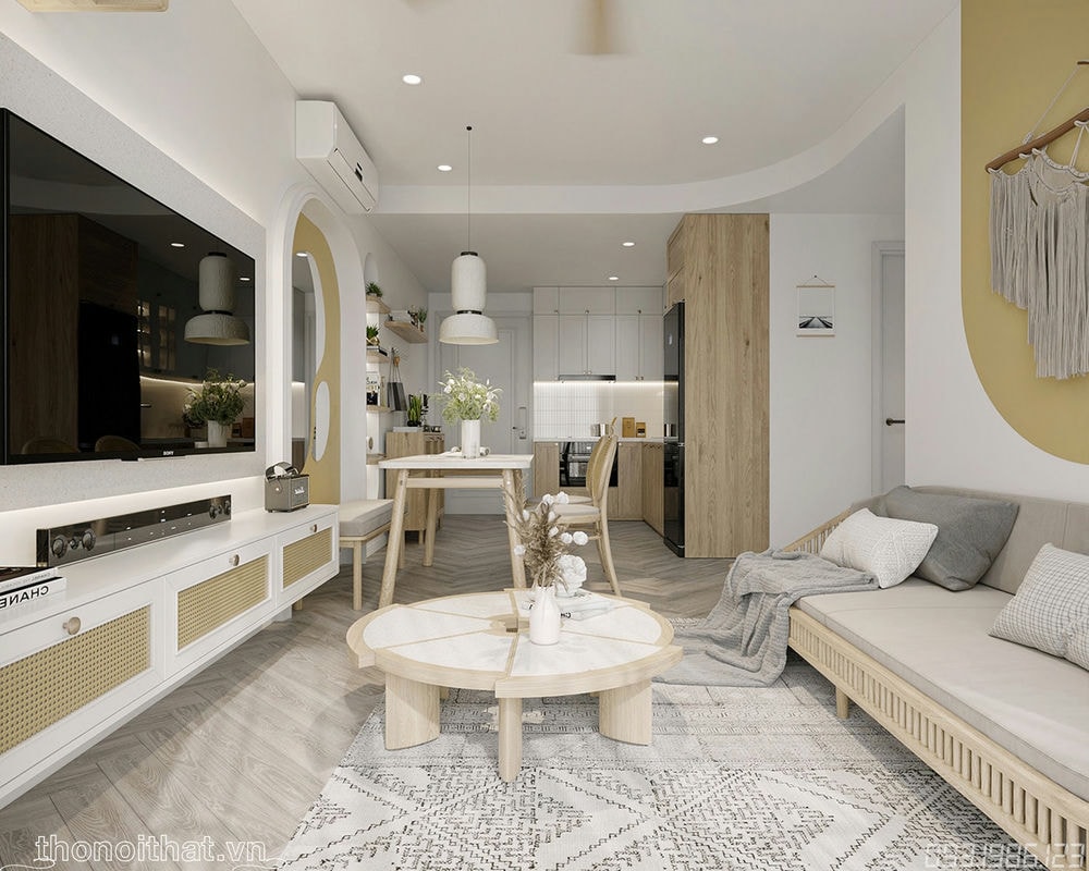 Thiết kế nội thất phòng khách Vinsmart City 70m2