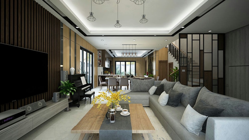 Thiết kế không gian nội thất biệt thự trầm ấm