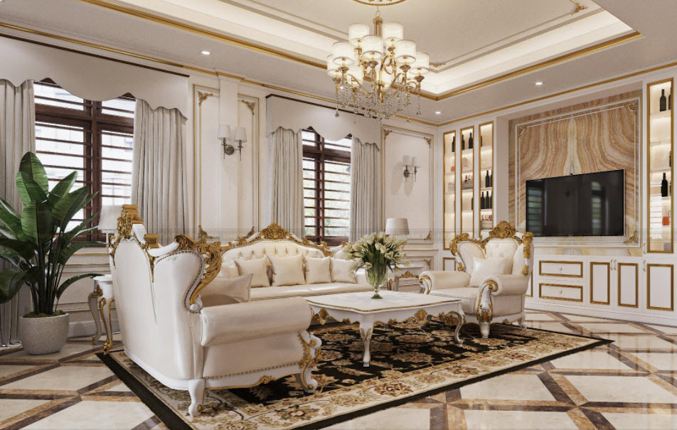 Thiết kế không gian nội thất biệt thự tân cổ điển