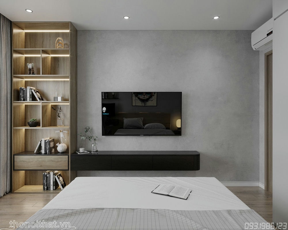 Cuối tường được trang bị đầy đủ phụ kiện cơ bản để trang trí phòng