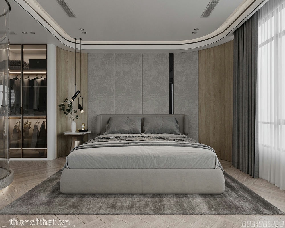 Sử dụng phong cách hiện đại đảm bảo đầy đủ tiện ích trong phòng ngủ
